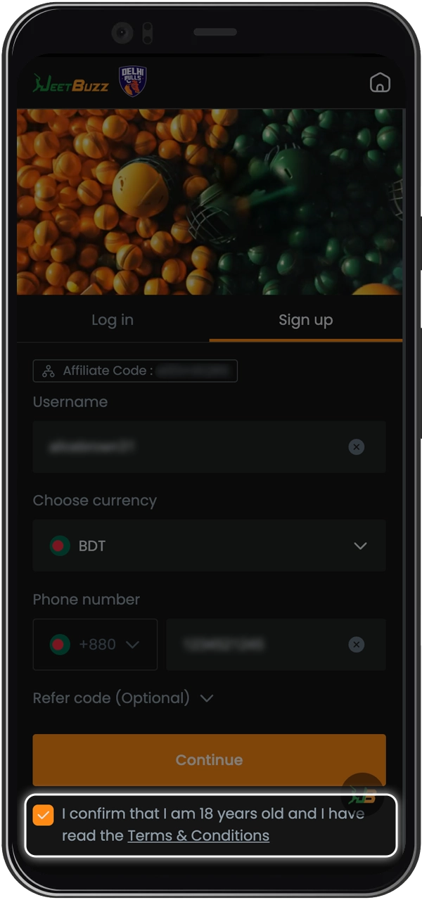Find out how to agree to the JeetBuzz terms of use to complete your registration.